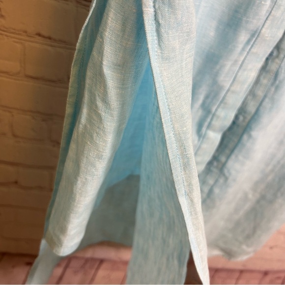 Chico's pastel blue button down layered 100% linen top size "1" SM/MED - Picture 11 of 11